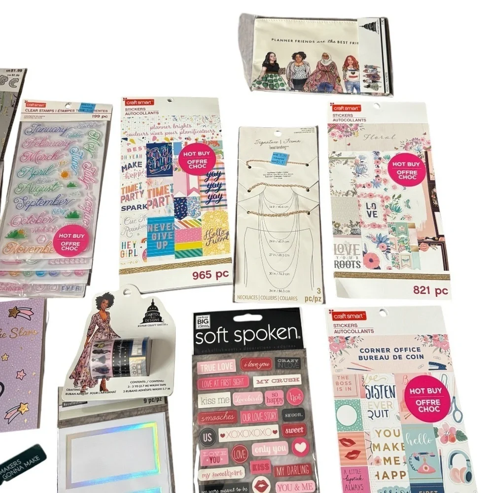 Assorted Craft Sticker Set Bundle NEW Balloons Sewing Needles  Keychain